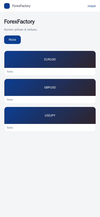 ForexFactory 平台界面预览 - 移动端界面示意